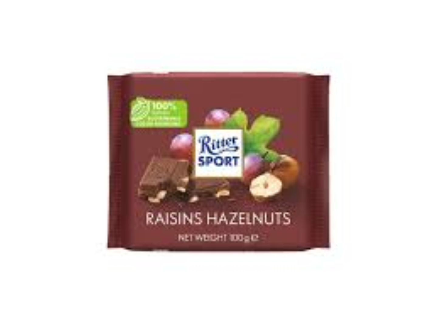 RITTER SPORT RAISINS & HAZELNUTS CHOCOLATE 100G